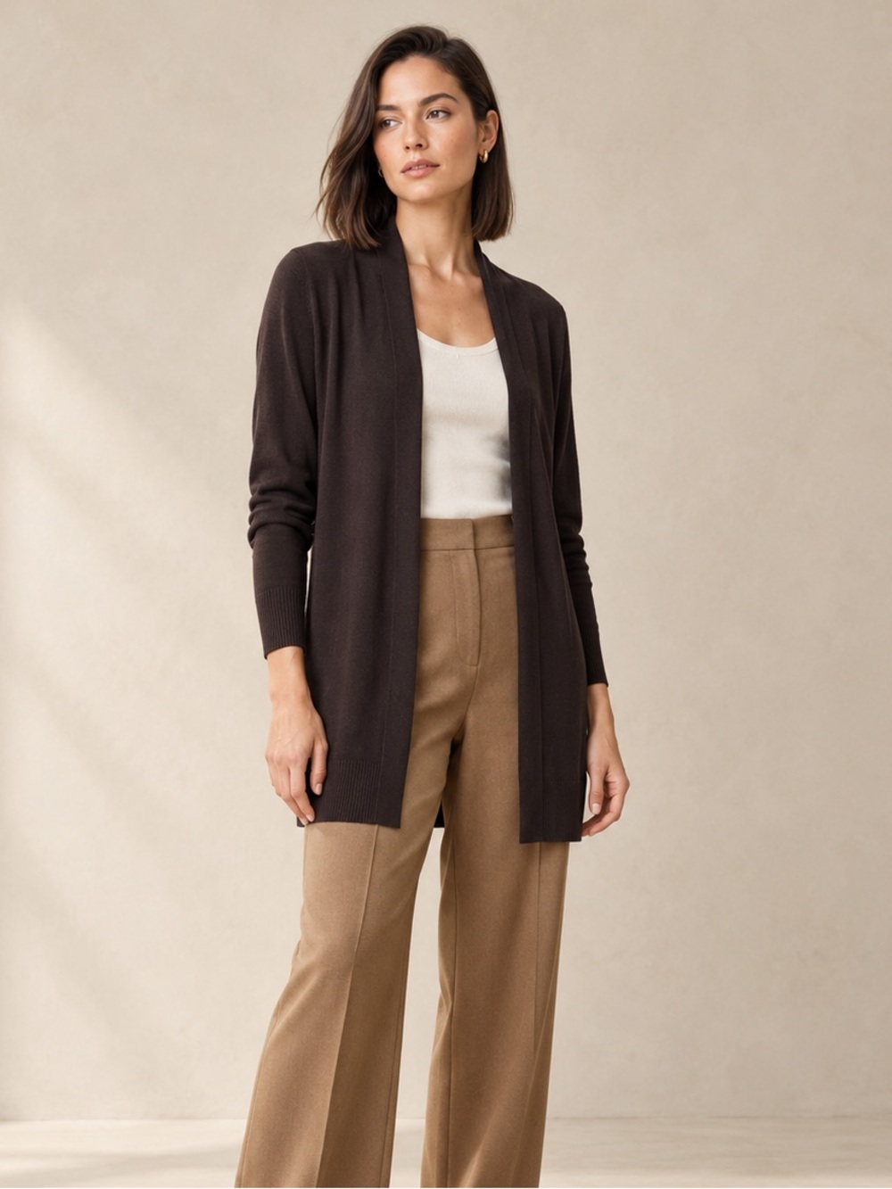 Cyrus Brown open front thin knit long sleeve sweater cardigan size 1X office
